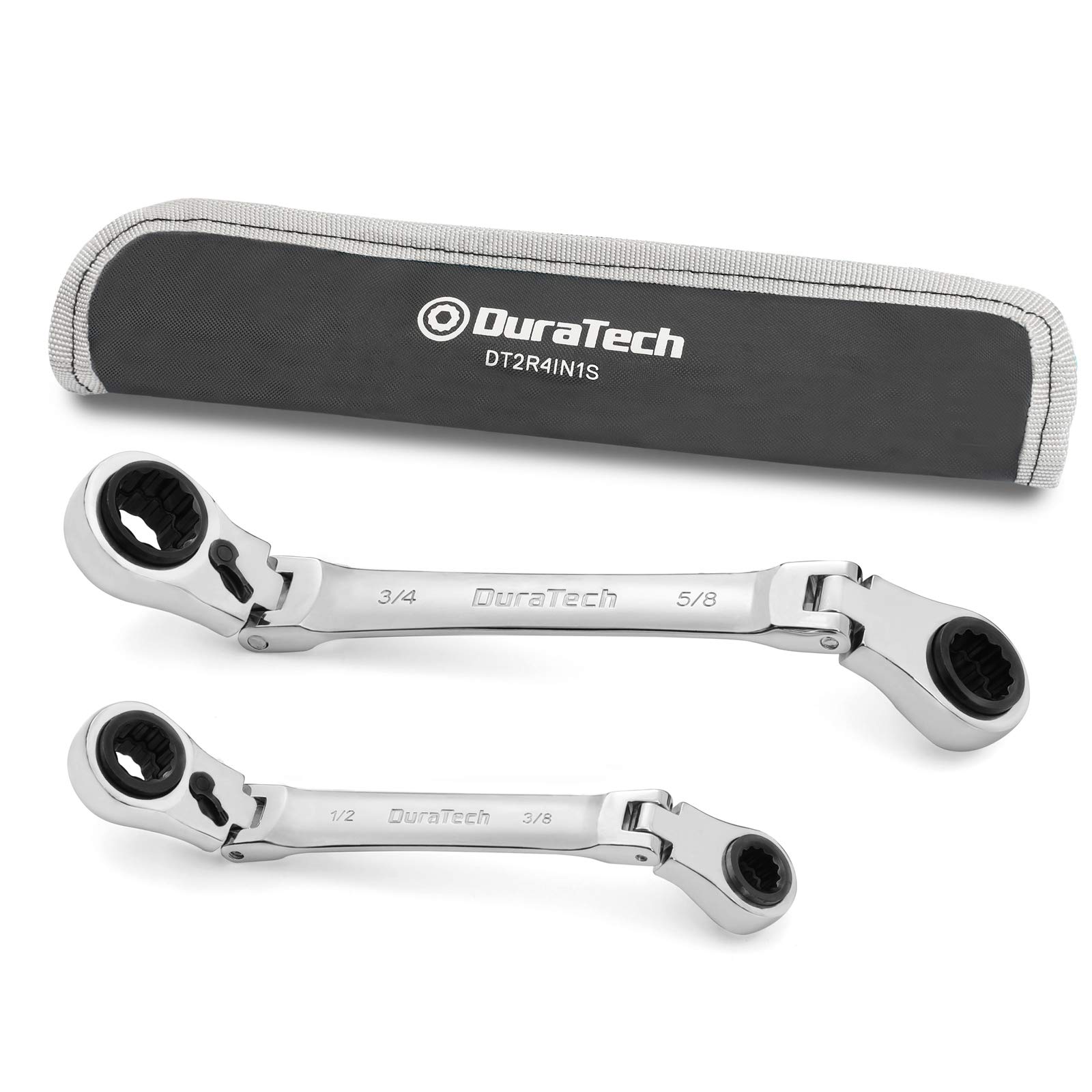 DURATECH 4-in-1 Flex-Head Ratcheting Wrench Set, 2-Piece, SAE | 5